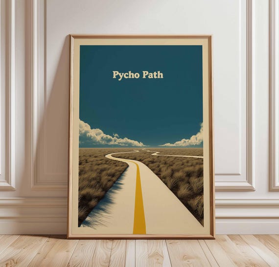 Psycho Path Funny Wall Art Print Quirky Road Poster Dark Humour Home Decor Surreal Landscape Artwork Witty Modern Illustration