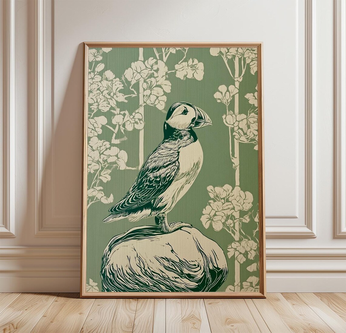Puffin Bird, Coastal Wildlife Nature Print