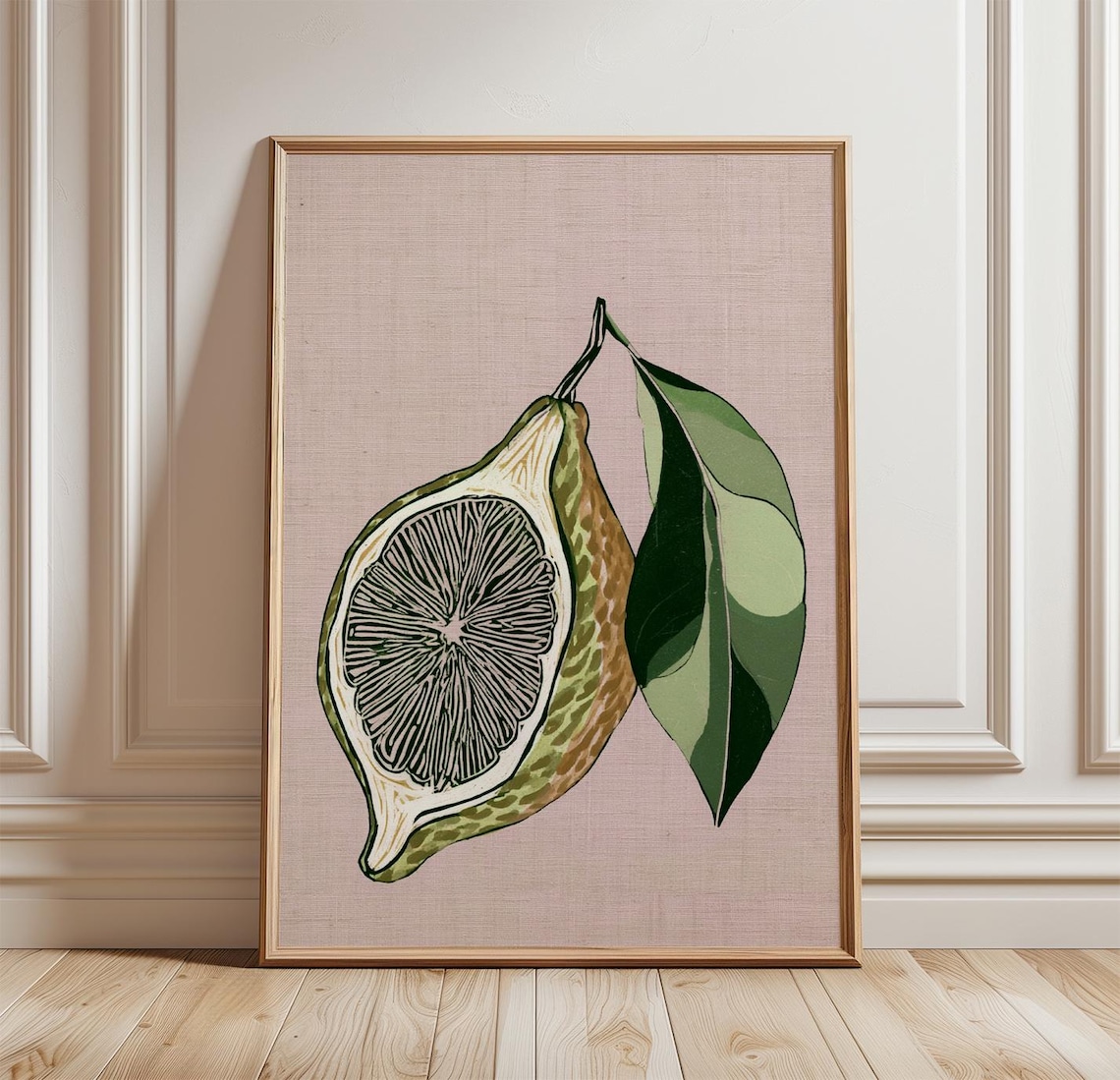 Lemon Fruit Poster, Minimalist Botanical Kitchen Decor