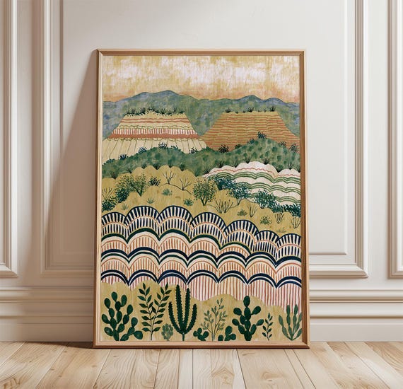 Abstract Desert Landscape, Boho Southwest Canyon Art