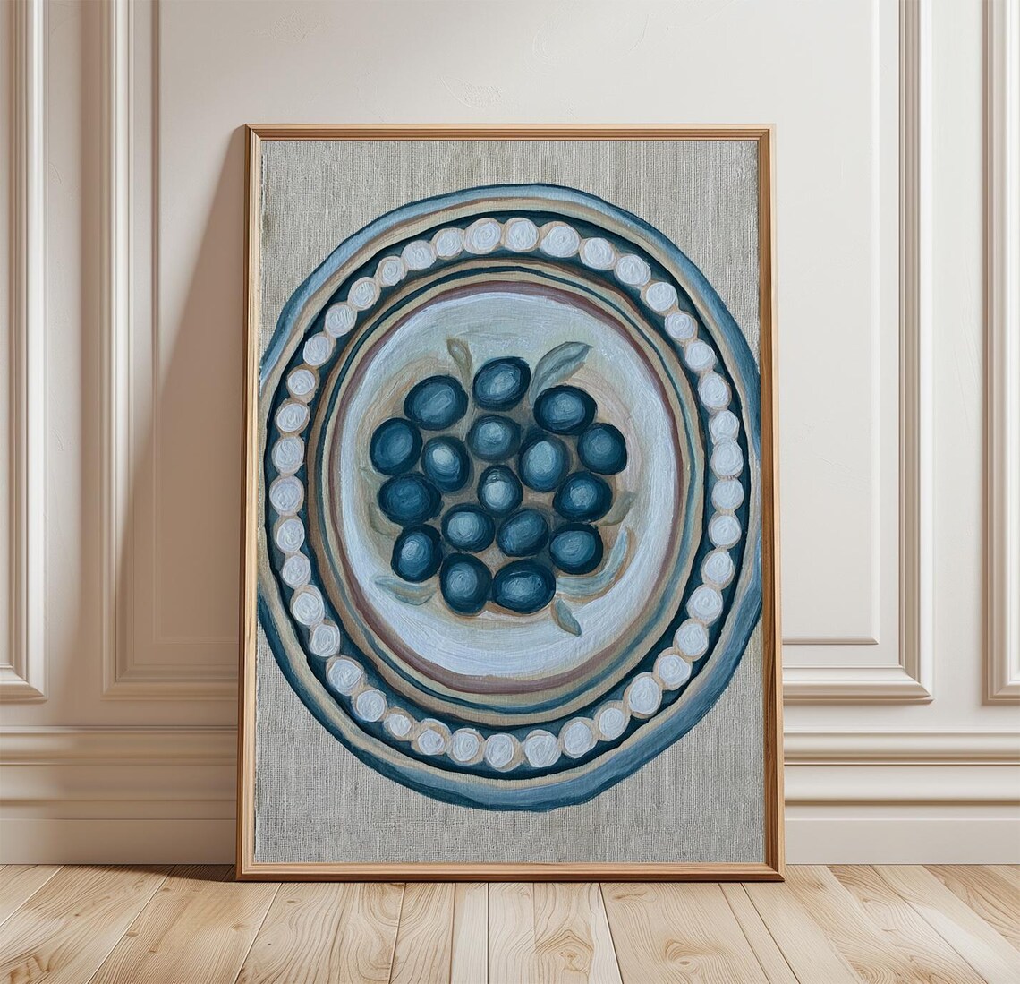 Blue Olive Bowl Mediterranean Kitchen Art Print