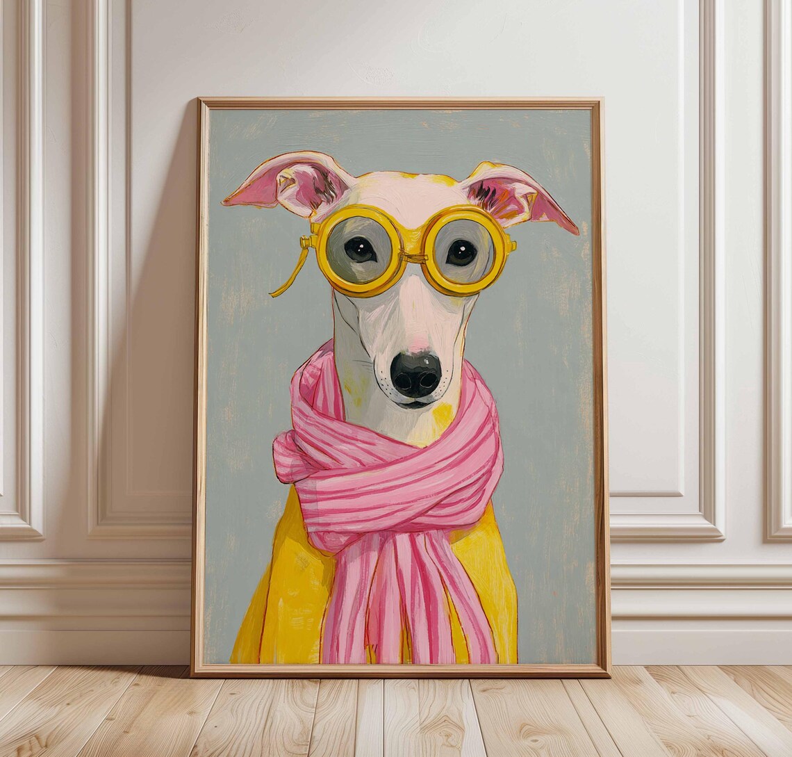 Cool Dog Poster Print, Whimsical Pet Portrait