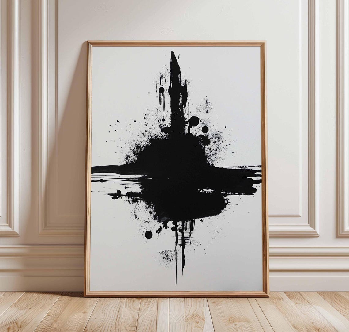 Abstract Black Ink Splash Expressionist Minimalist Art Poster