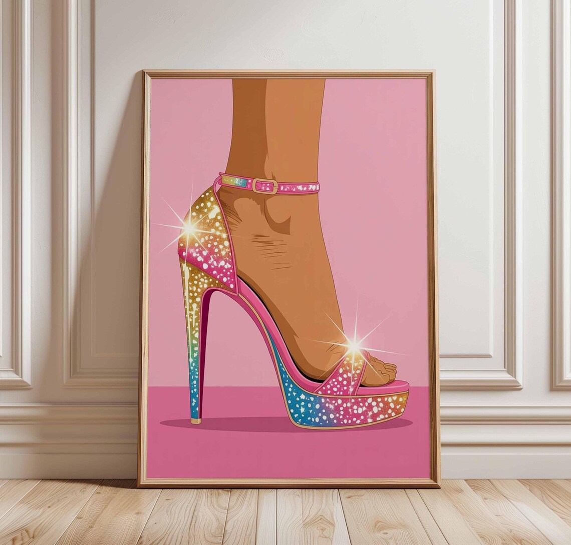Glam High Heel Fashion Illustration Art Print