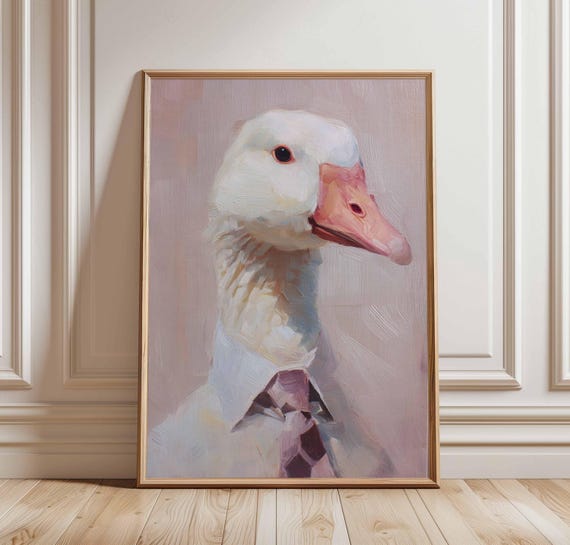 Funny Goose In Tie Poster Whimsical Animal Wall Art Suit Humorous Bird Print For Office Nursery Or Modern Farmhouse Decor