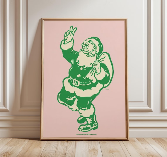 Retro Santa Vintage Christmas Poster, Festive Decor