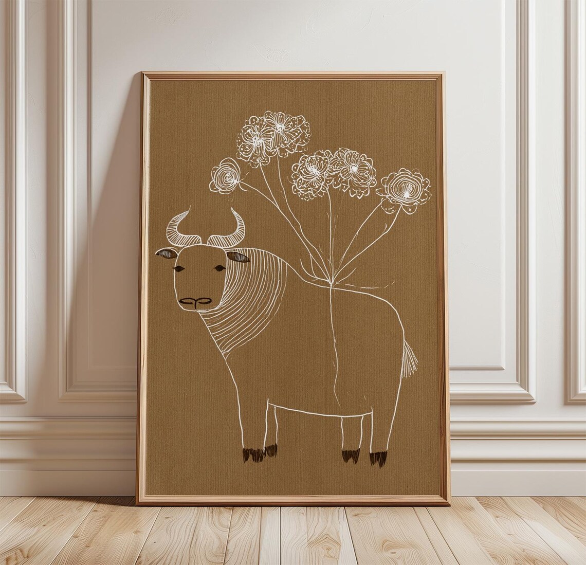 Takin Folk Art, Naive Gouache Poster