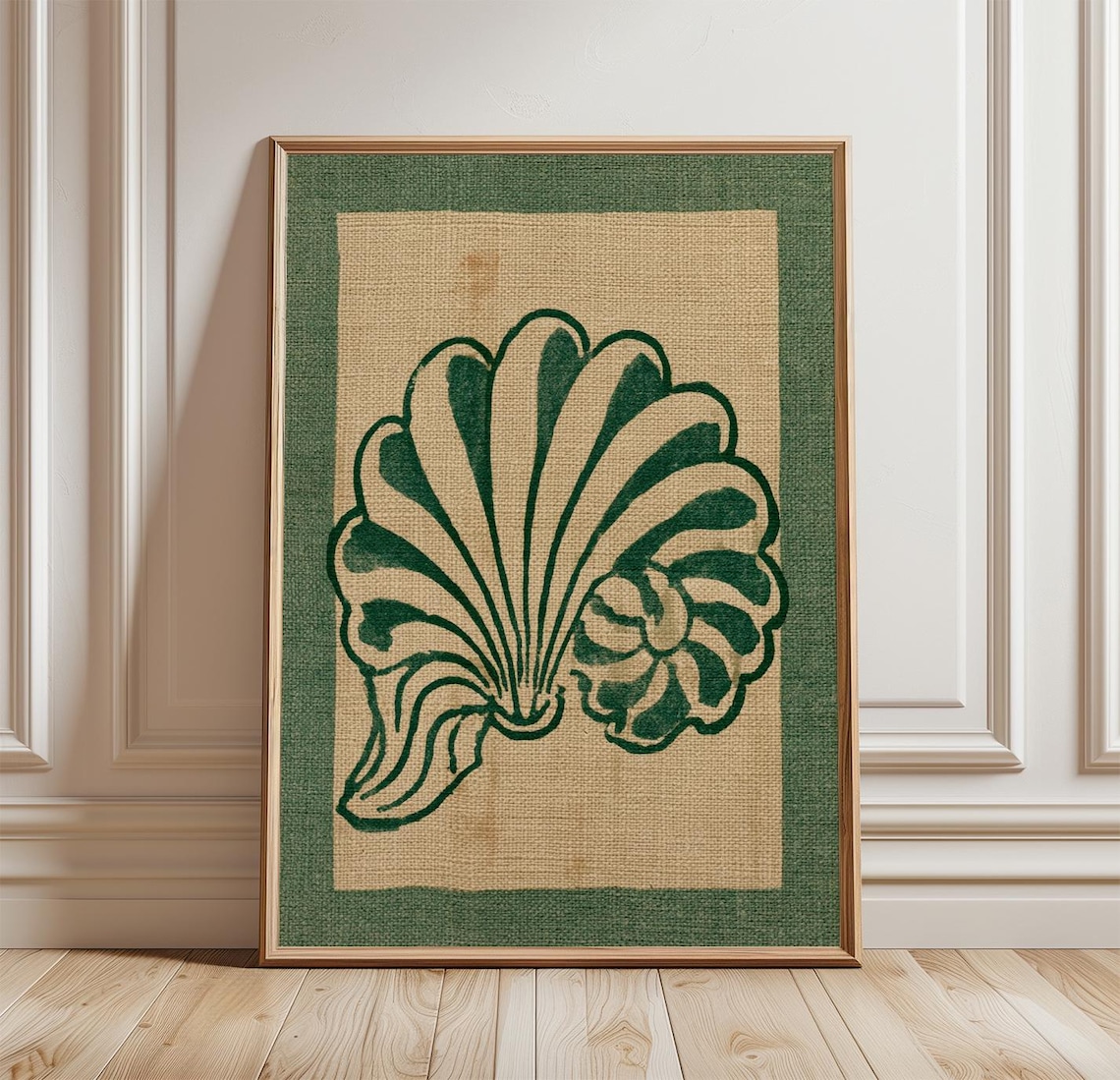 Seashell Coastal Linocut Art Print