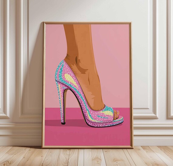 Glittering Pink Stiletto High Heel Pop Art Fashion Glam Poster