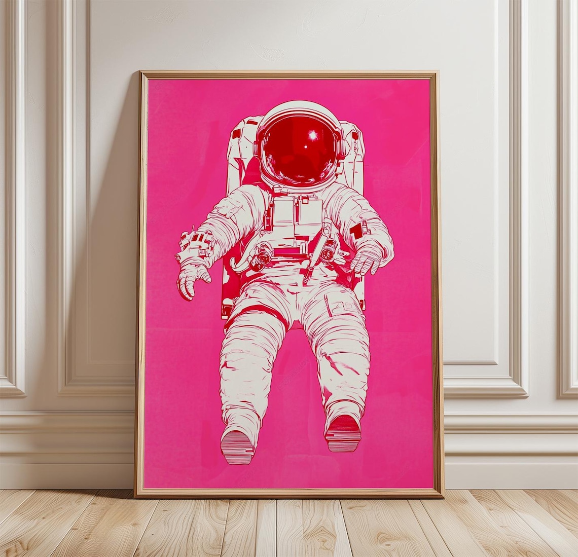 Pink Astronaut, Minimal Sci Fi Space Art Print