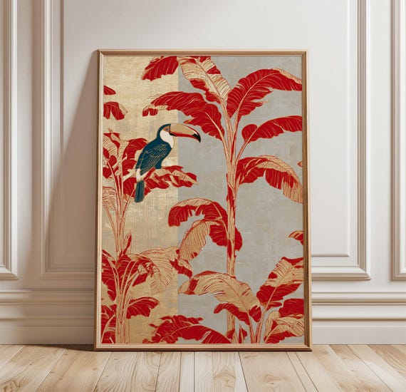 Toucan Poster, Tropical Botanical Jungle Bird