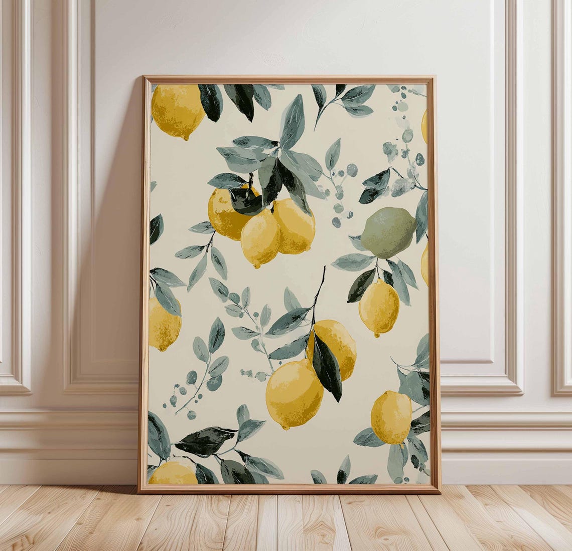 Lemon Poster Kitchen Fruit Wall Art Yellow Citrus Print Botanical Illustration Modern Farmhouse Decor Italian Style