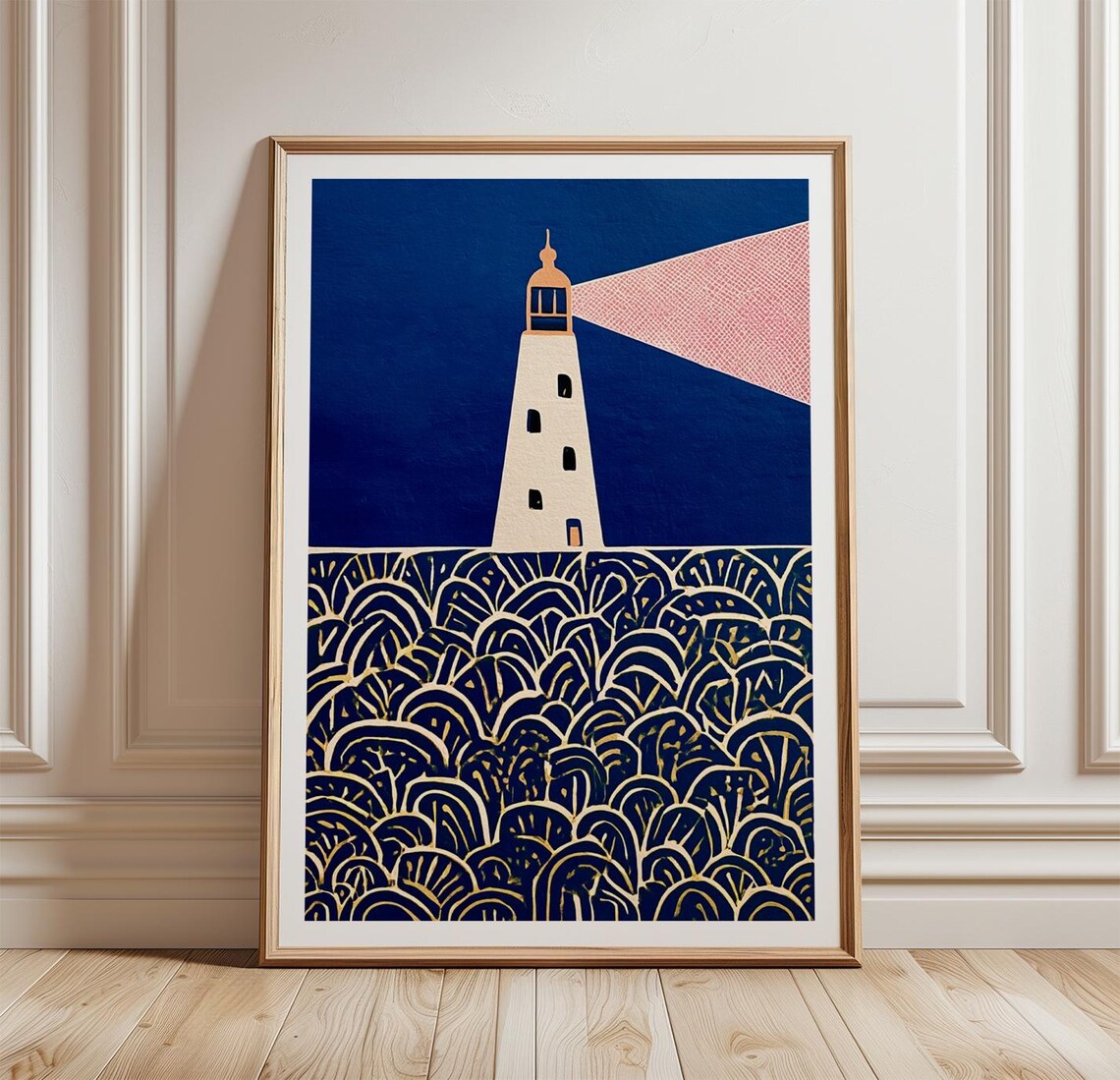 Lighthouse Poster, Coastal Nautical Art Print