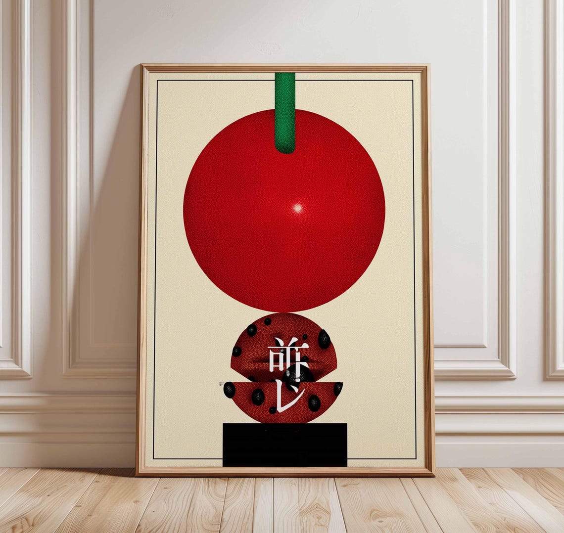 Japanese Minimalist Red Tomato Pop Art Fruit Modern Kitchen Poster
