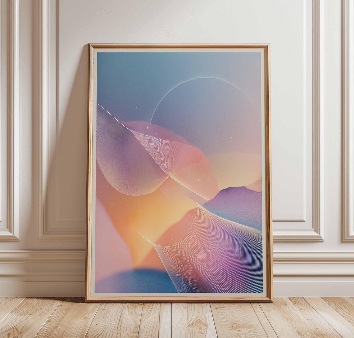 Abstract Pastel Gradient Art Print, Soft Modern Landscape