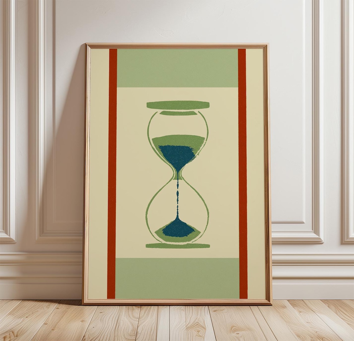 Vintage Hourglass Poster, Minimal Time Illustration