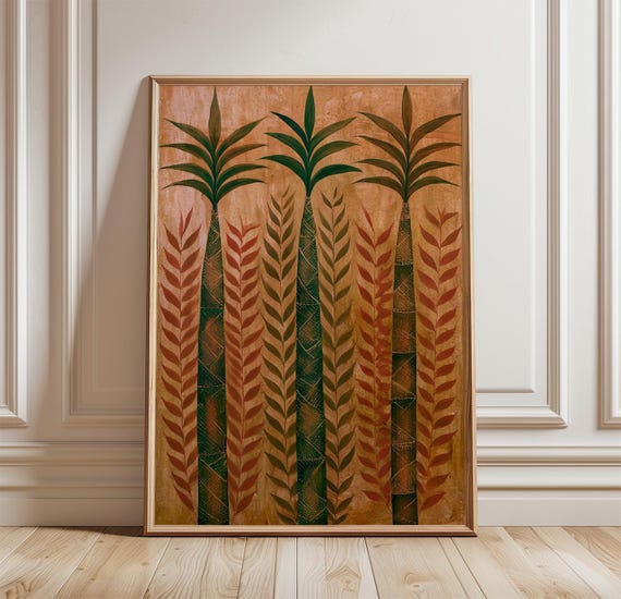 Tropical Palm Botanical Folk Nature Art Print