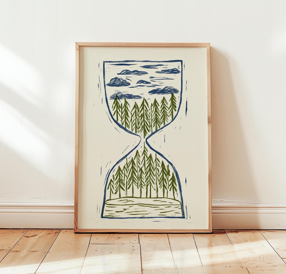Forest Hourglass Poster, Nature Wall Art