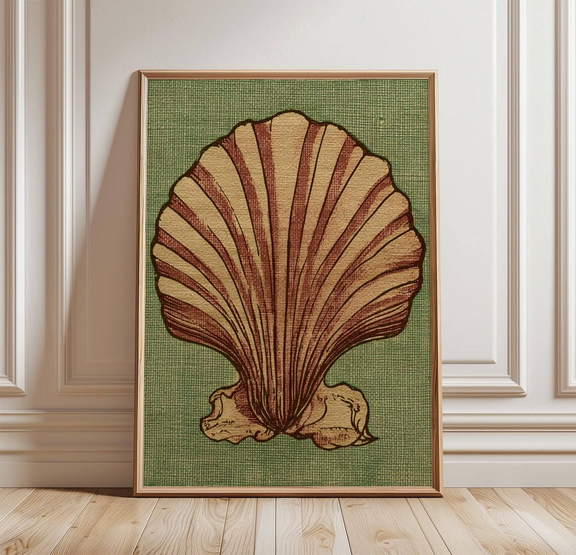 Scallop Shell Vintage Coastal Art Print
