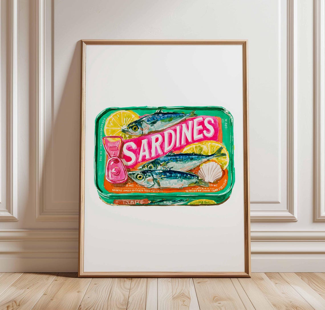 Sardines Tin Colorful Retro Kitchen Pop Art Food Wall Poster
