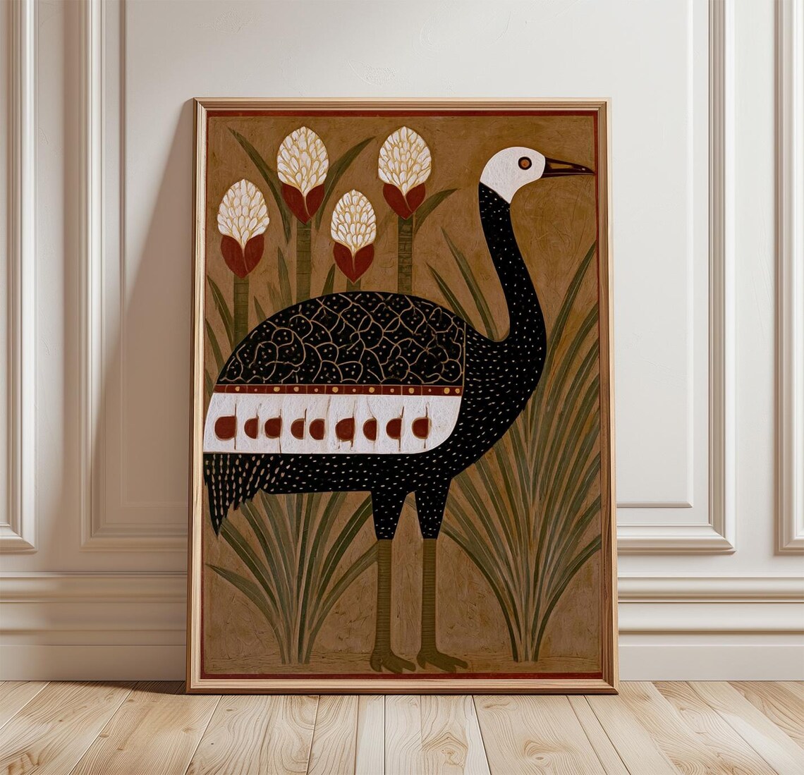Cassowary Woodblock Bird Botanical Art Print