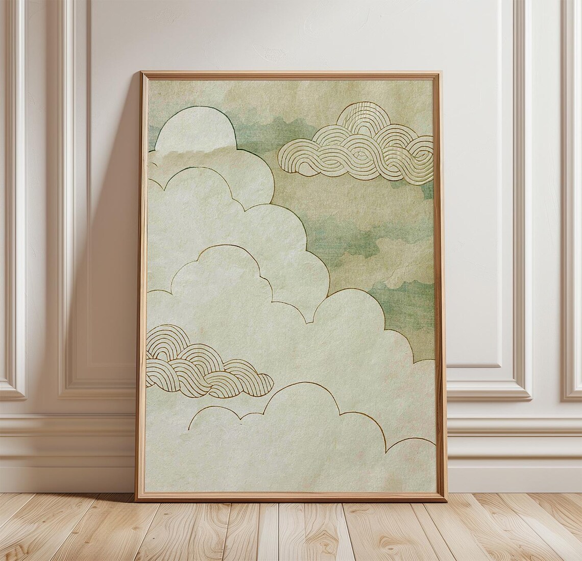 Cloud Wall Art, Minimal Sky Japandi Nature Poster