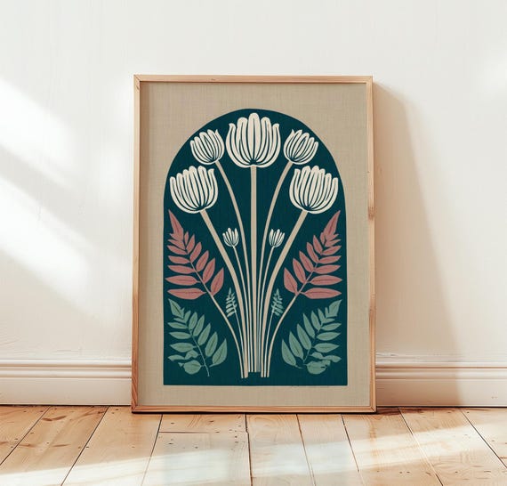 Scandinavian Botanical Poster, Nordic Floral Art Print