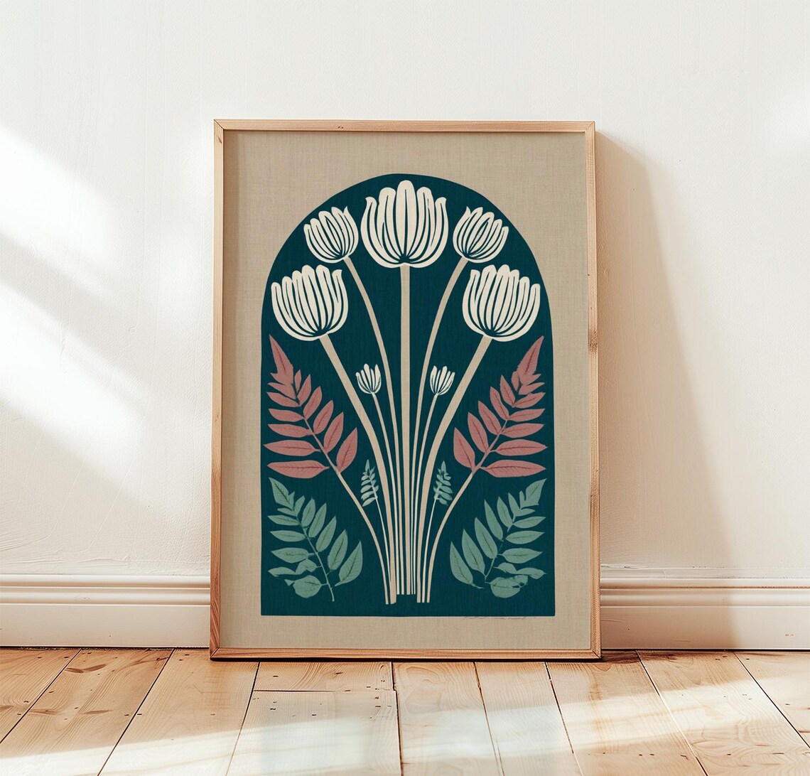Scandinavian Botanical Poster, Nordic Floral Art Print