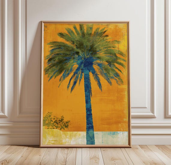Palm Tree Poster, Mid Century Modern Tropical Art Print