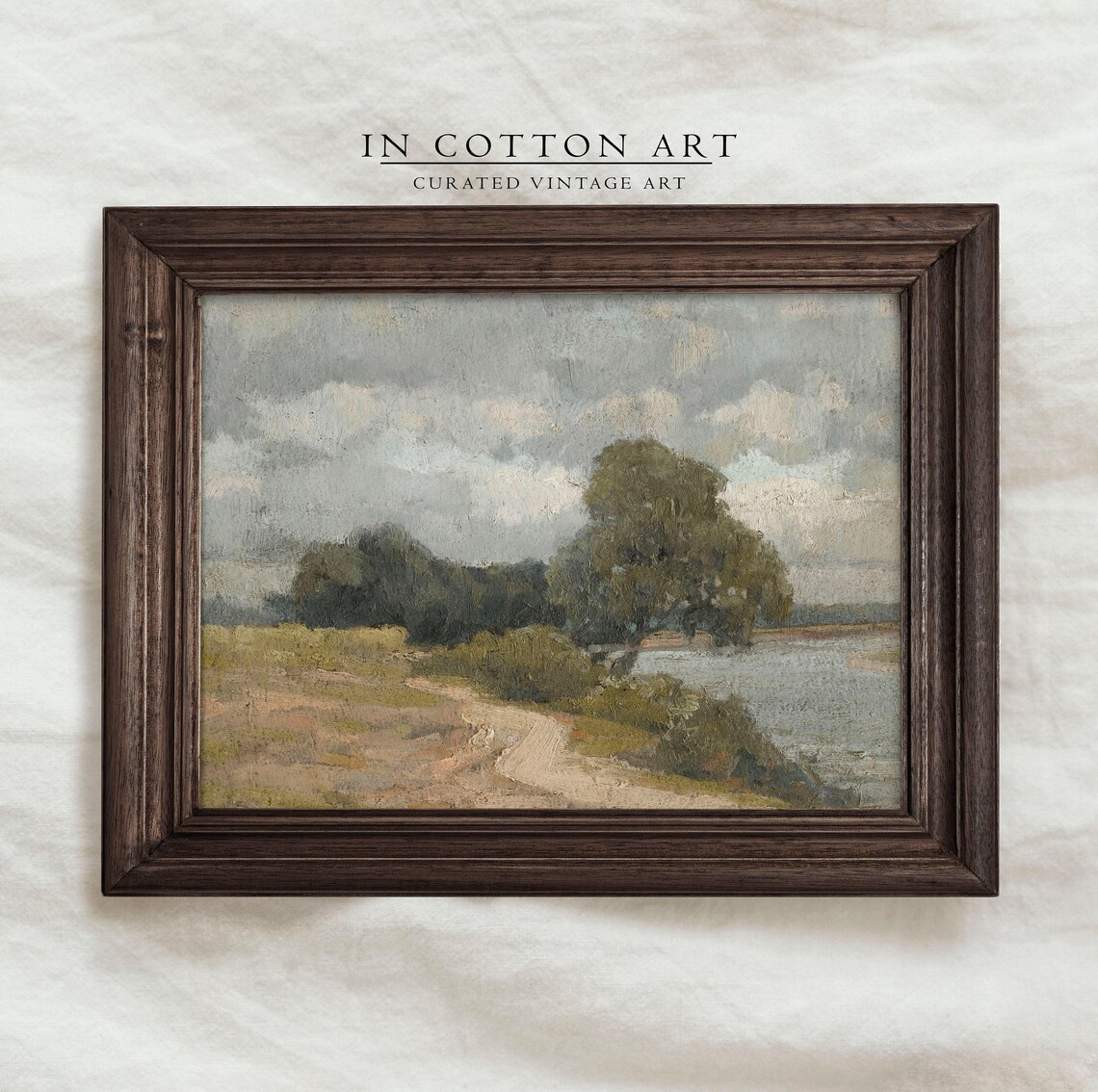 Vintage Lake House Landscape Art Print, Rustic Farmhouse - Image 3