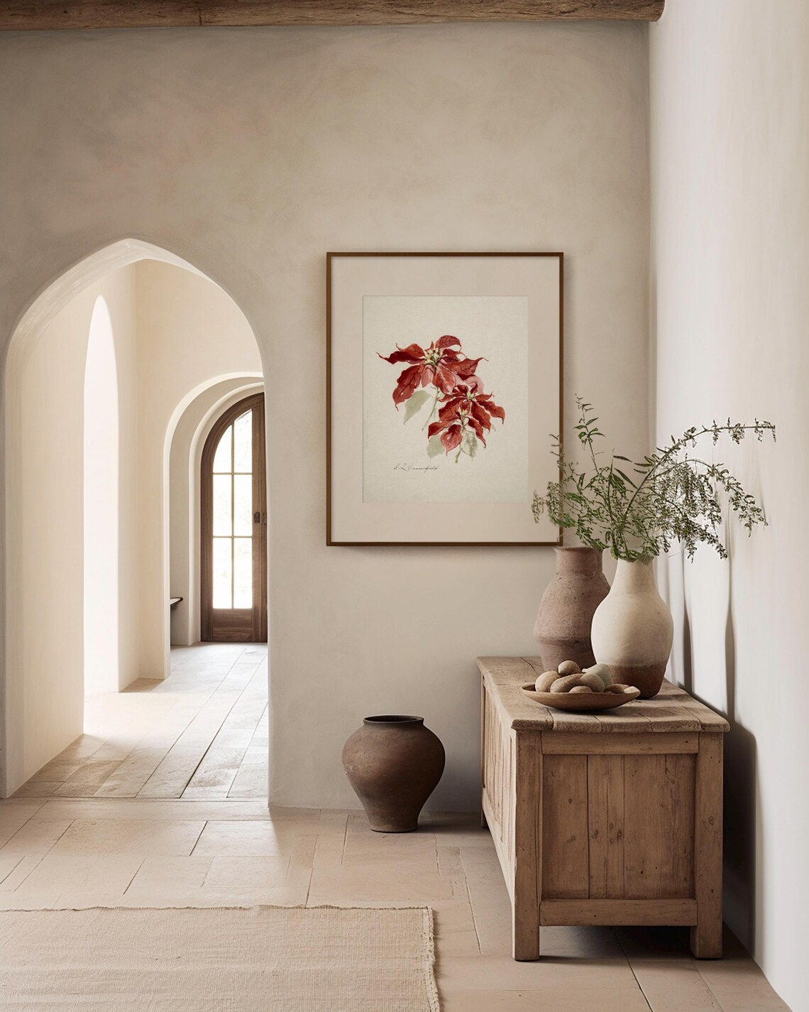 Watercolor Christmas Floral Botanical Art Print - Image 2