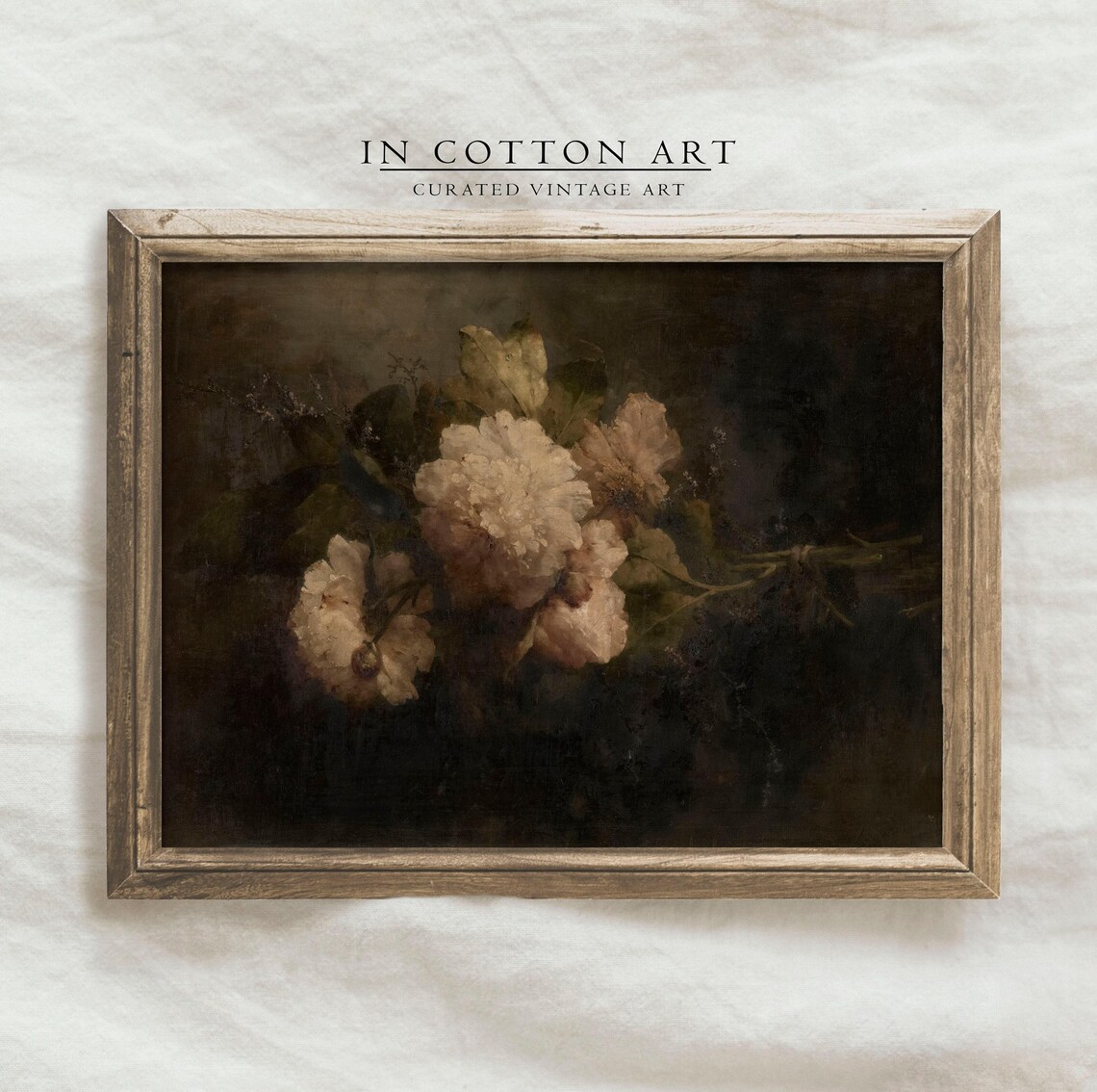 Antique Peony Bouquet, Vintage Floral Art Print