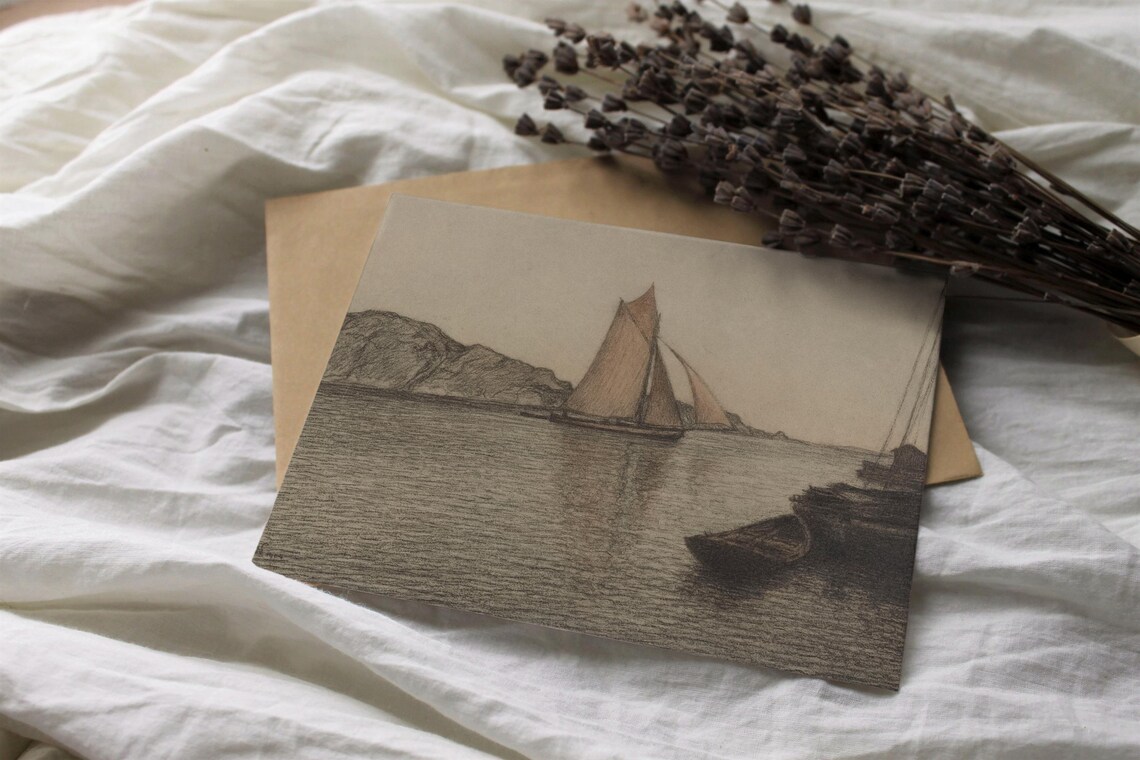 Vintage Muted Seascape Art Print, Minimalist Coastal - Image 3