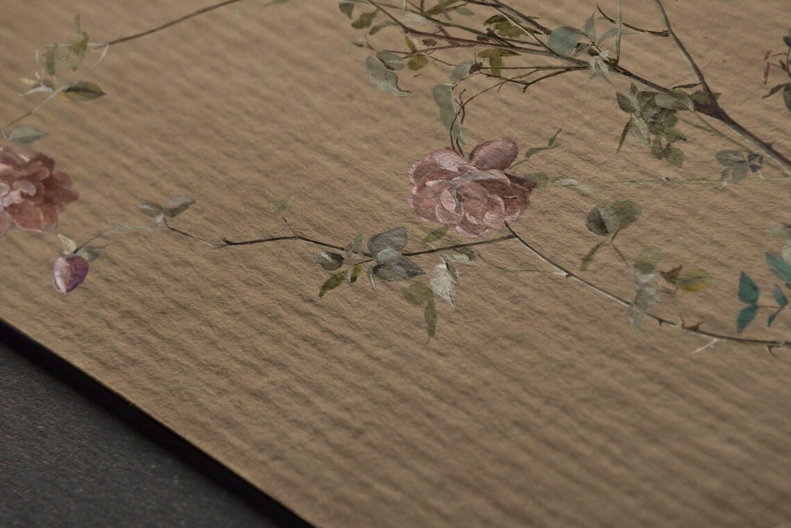 Vintage Botanical Rose Art Print, Rustic Farmhouse - Image 4