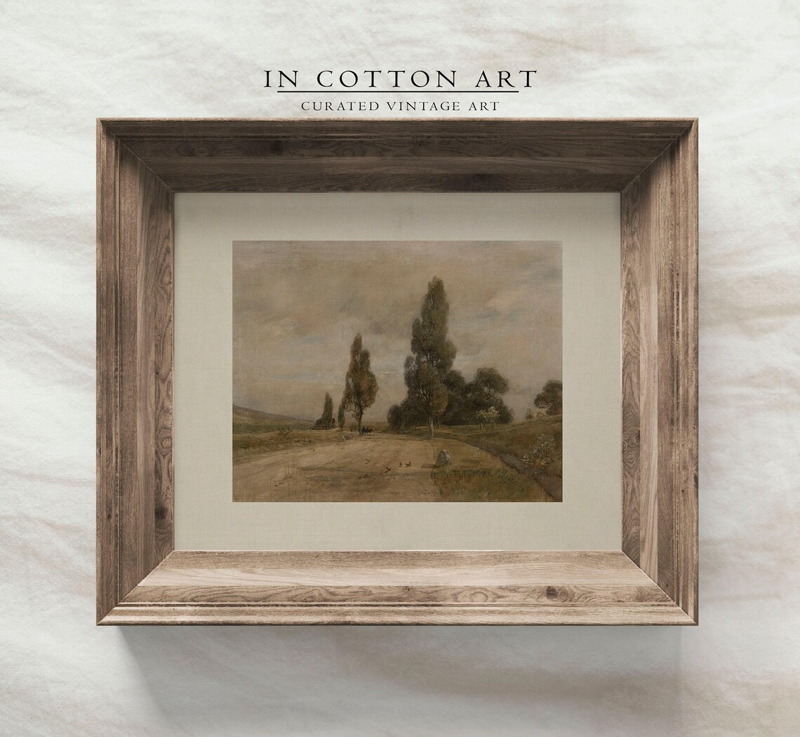 Vintage Rustic Country Landscape Art Print, Living Room