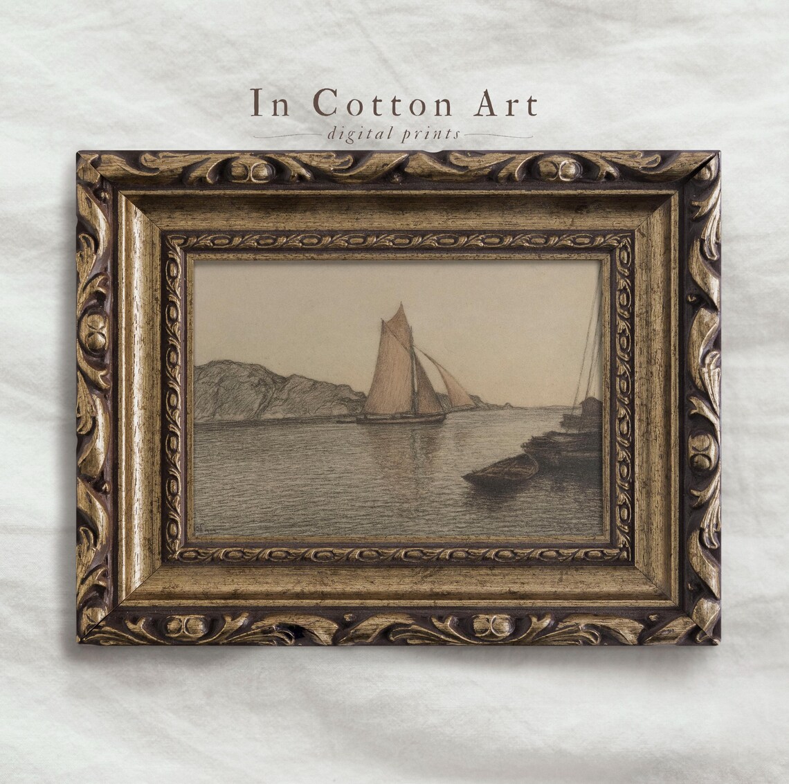 Vintage Muted Seascape Art Print, Minimalist Coastal - Image 4