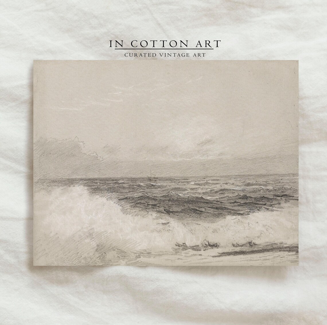 Ocean Waves Art Print Coastal Decor For Beach House Relaxing Seascape Drawing Nautical Home Decor D72