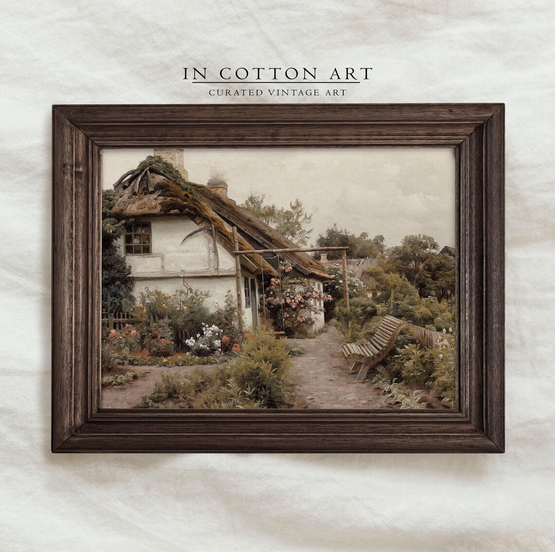Cottage Rose Garden, Vintage Farmhouse Art Print - Image 4