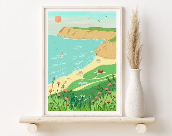 Sennen Cove Surf Beach Poster, Cornwall Seaside