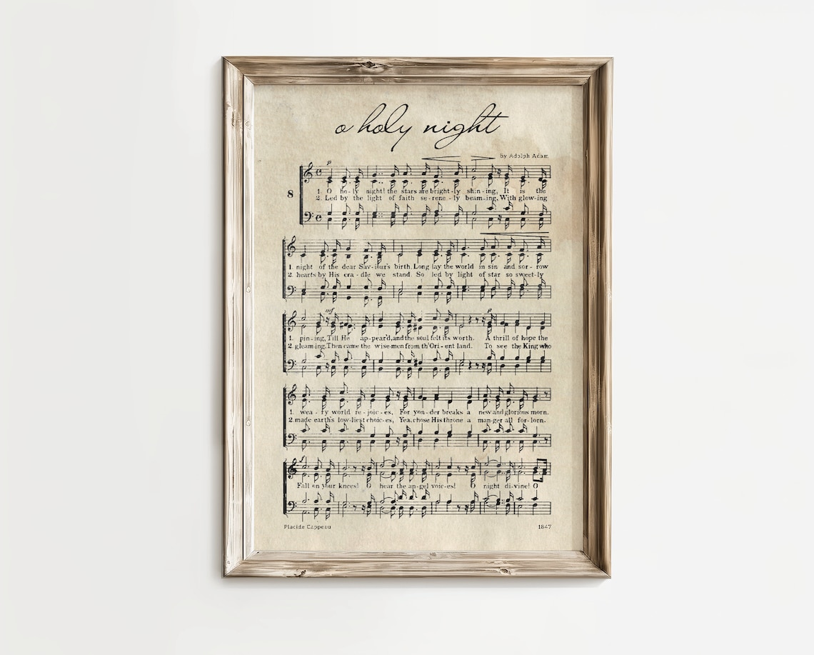 O Holy Night Vintage Christmas Song Wall Art Print - Image 2