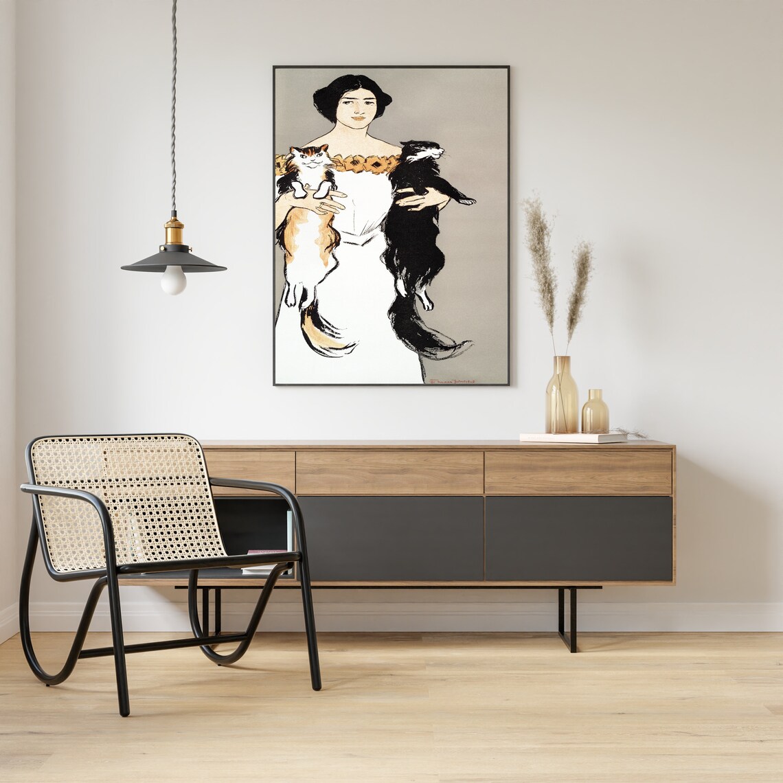 Edward Penfield Woman Holding Two Cats Art Nouveau Illustration Poster - Image 2