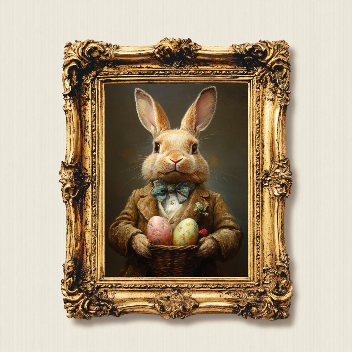 Gentleman Easter Bunny With Egg Basket Vintage Spring Rabbit Poster - Image 4