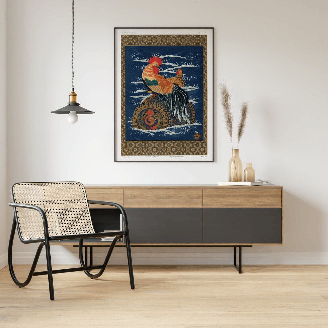 Rooster An Hen Vintage Japanese Poster Rooster Wall Art Rooster Print Japanese Animal Wall Art Farm Decor Birds Poster Retro Print - Image 3