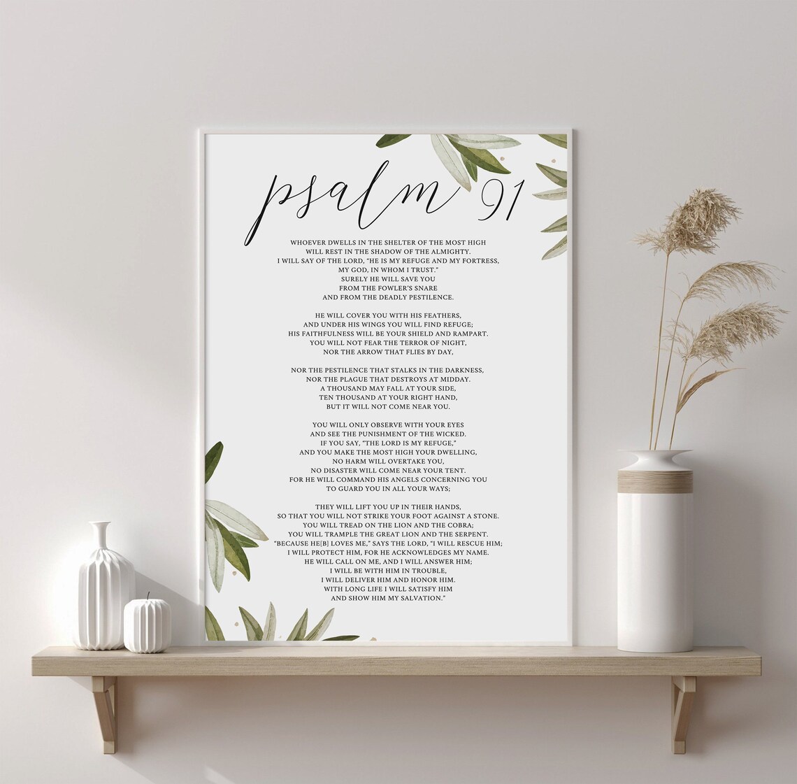 Psalm 91 Bible Verse Christian Home Decor Art Print - Image 3