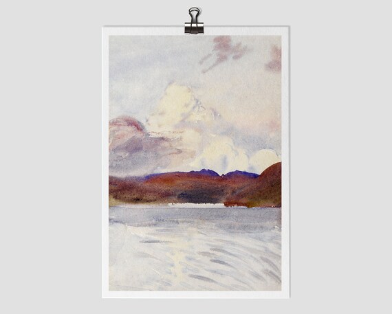Vintage Abstract Mountain Landscape Watercolor Art Print