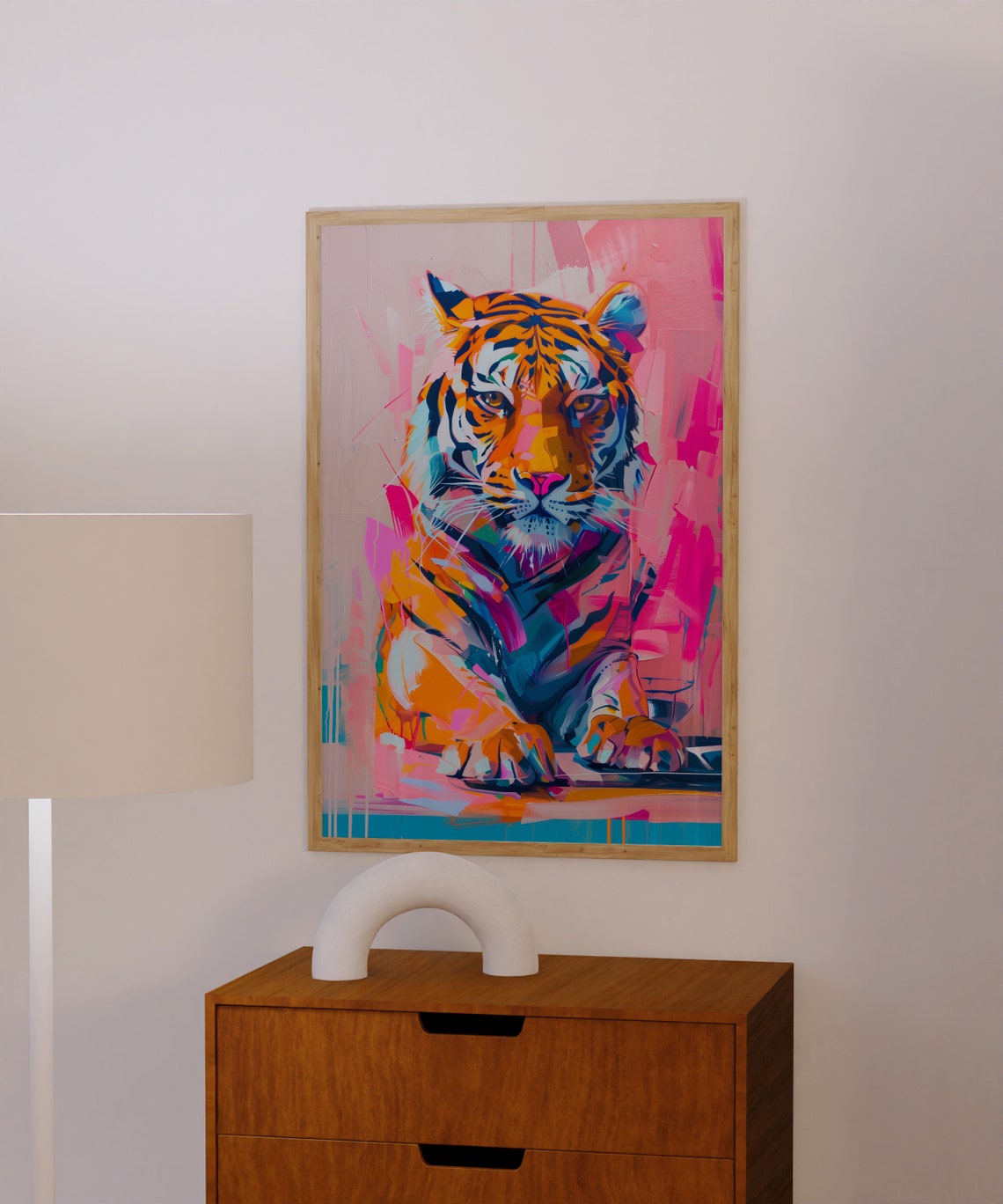 Pink Pop Art Tiger Portrait Bold Colorful Abstract Living Room Poster - Image 4