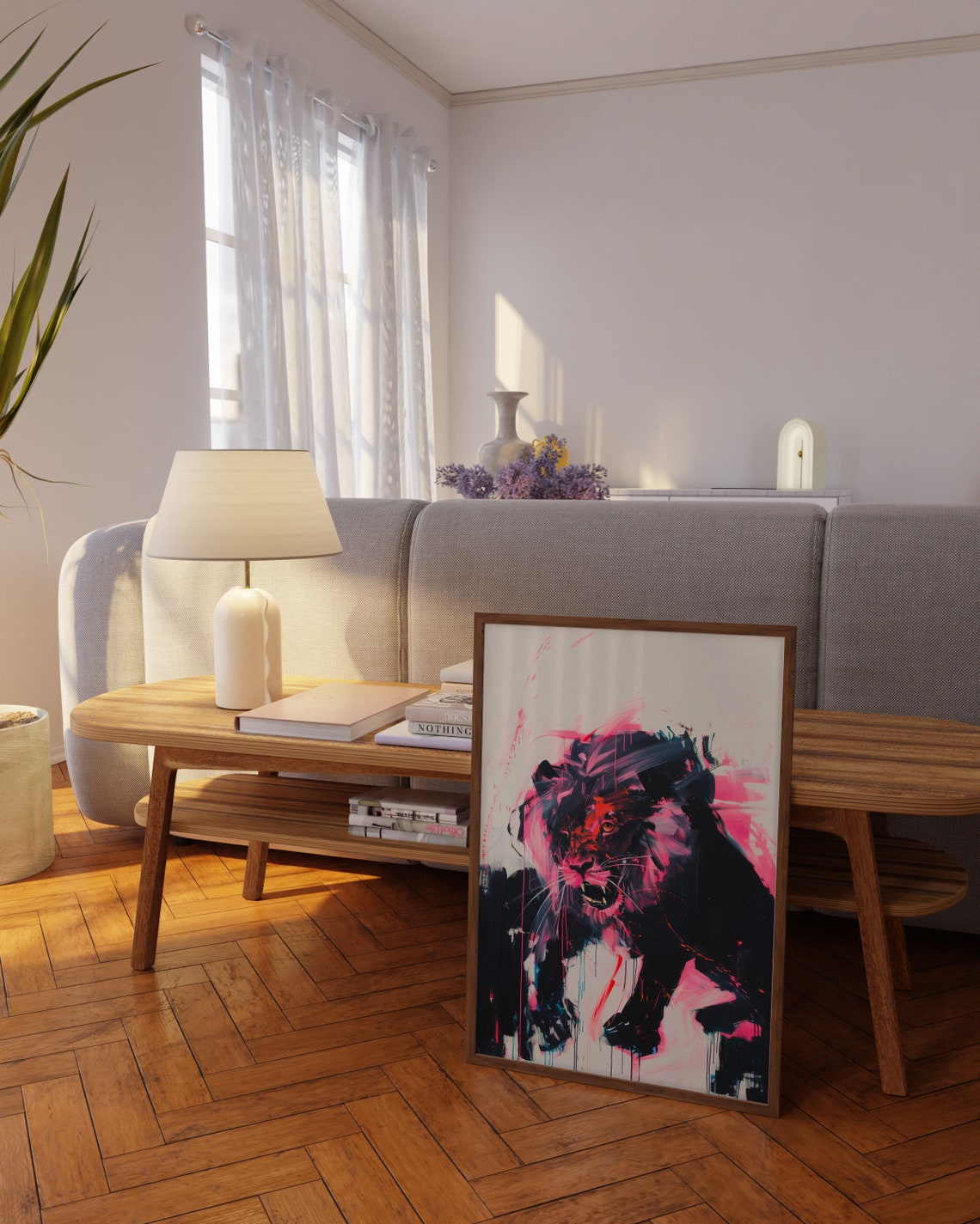 Black Panther Portrait In Neon Pink Expressionist Style Poster - Image 2