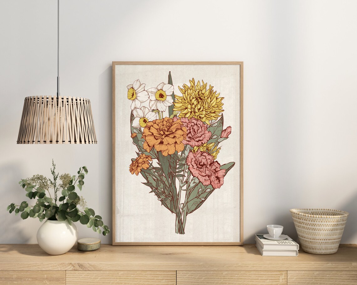 Grandmas Garden Birth Flower Art Print, Antique Floral - Image 4