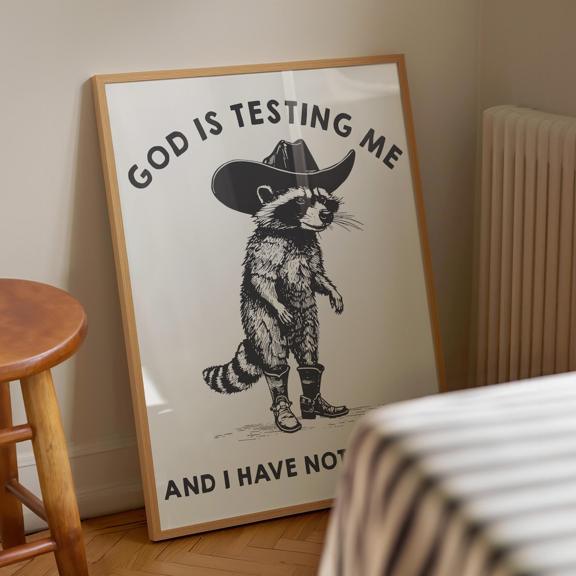 Funny Cowboy Raccoon Poster, Dark Humor Western Art - Image 4