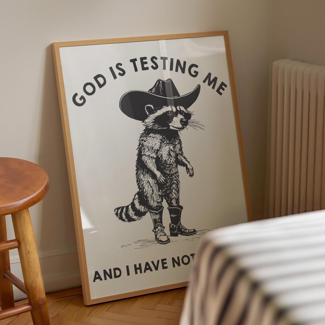 Funny Cowboy Raccoon Poster, Western Wall Art Print - Image 4
